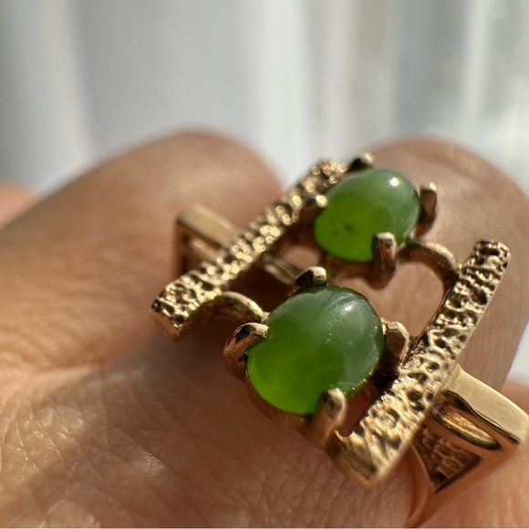 Jade Ring 10K Ring - Size 6-7 - Vintage - Picture 14 of 16